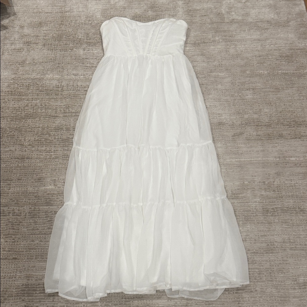 Elegant White Strapless Gown corset